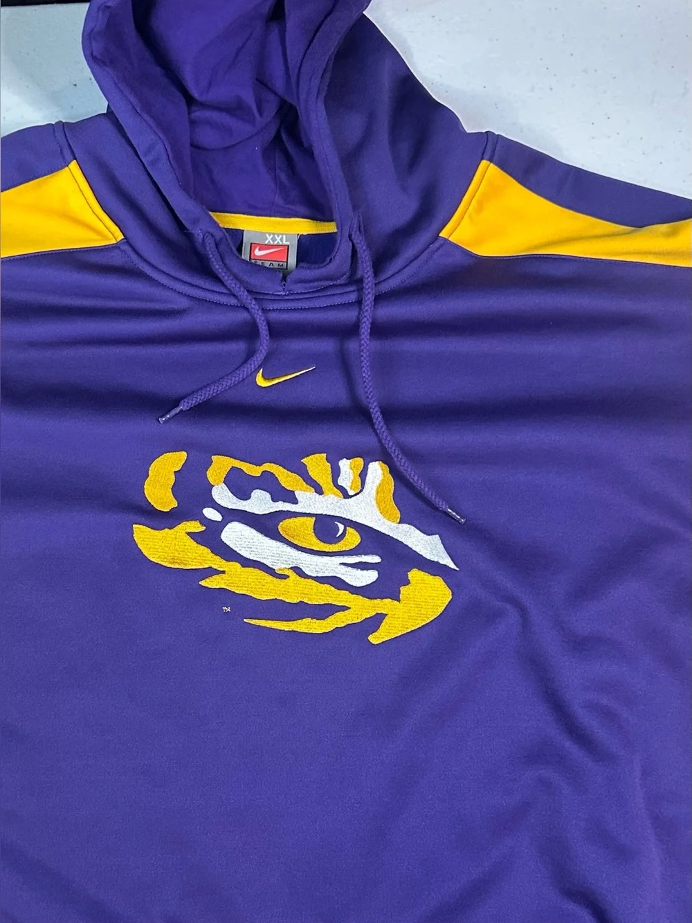 Nike LSU Tigers Purple Gold Therma-FIT Hoodie Pullover NCAA Football‎ Size XXL